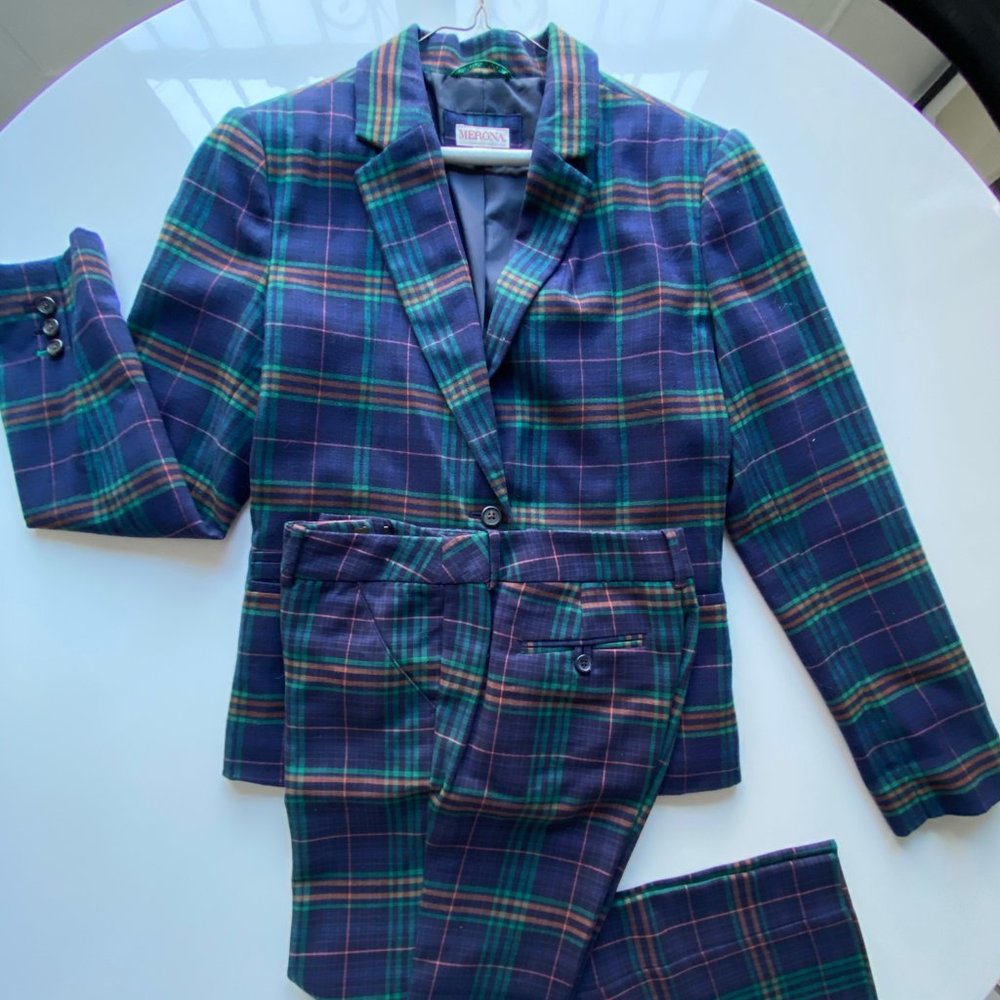 Men's Skinny Fit Plaid Suit